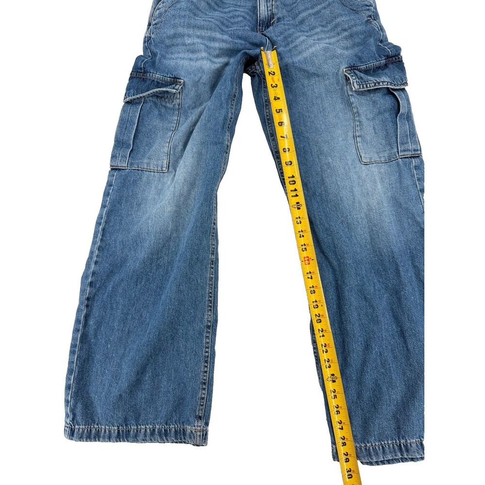 Lucky Brand Women Jeans 8 29R Blue Denim High Rise Wide Leg Utility Cargo Pants - Picture 8 of 8